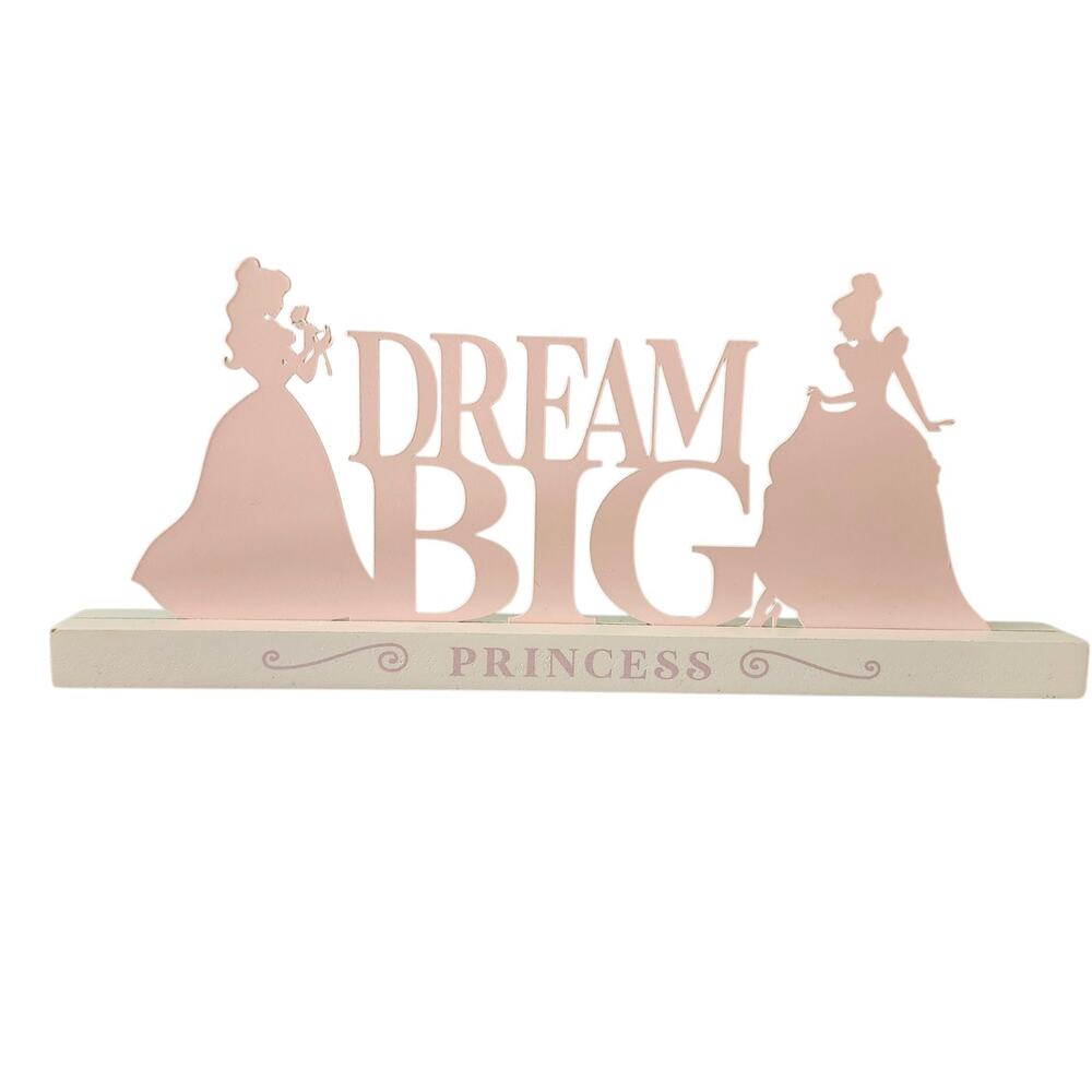 Disney Princess Silhouette Laser Cut Metal Sign Decor on Wood Base 17×7×1 1/2"